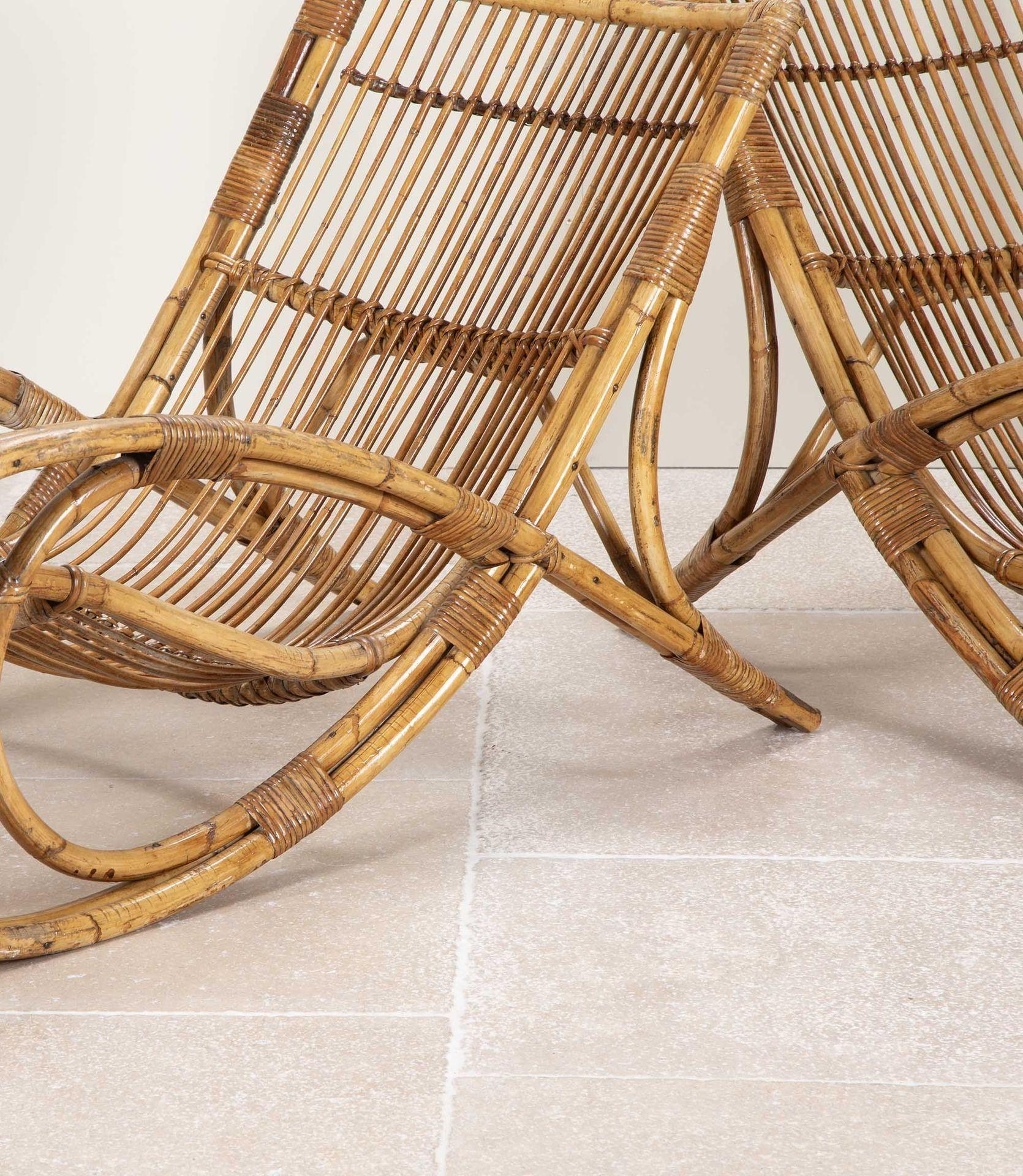 Pair of Mid-Century French Bamboo Loungers 1