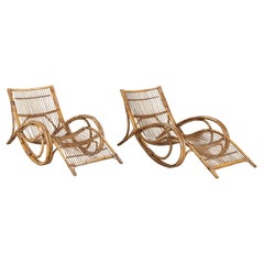 Pair of Mid-Century French Bamboo Loungers
