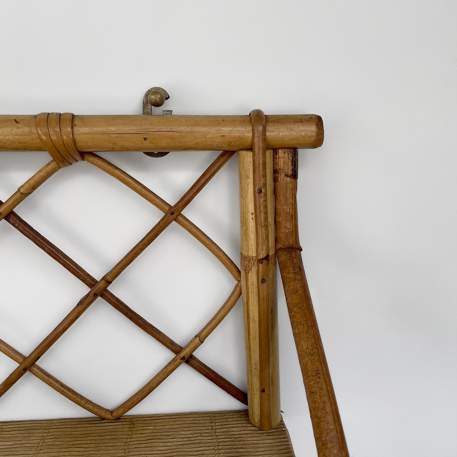 Pair of Mid Century French Bamboo & Rattan Wall Shelves For Sale 6