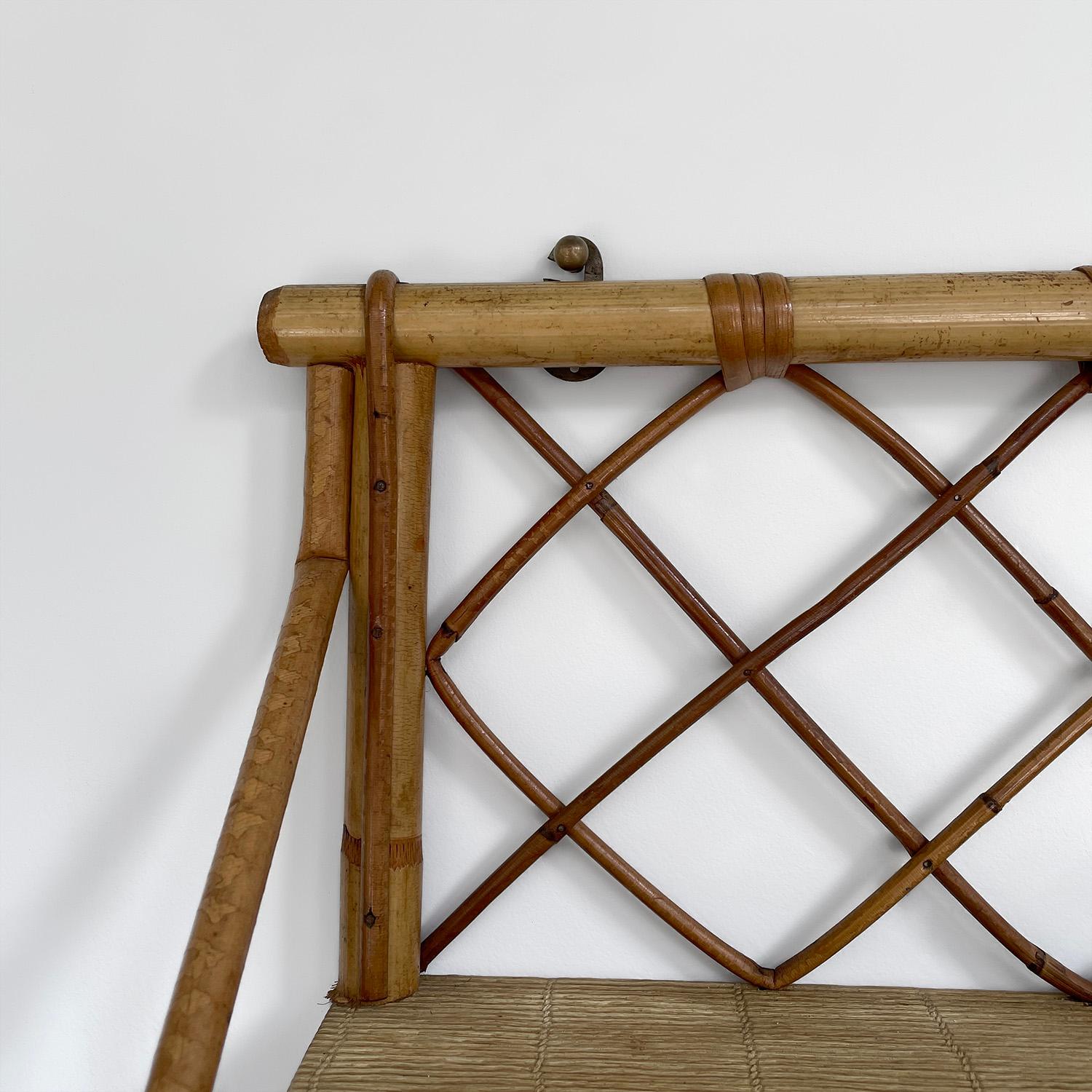 Pair of Mid Century French Bamboo & Rattan Wall Shelves For Sale 5