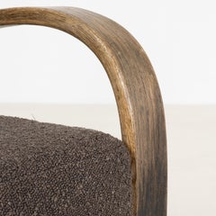 Pair of Mid-Century French Bouclé Upholstered Armchairs with Reclining Backrests