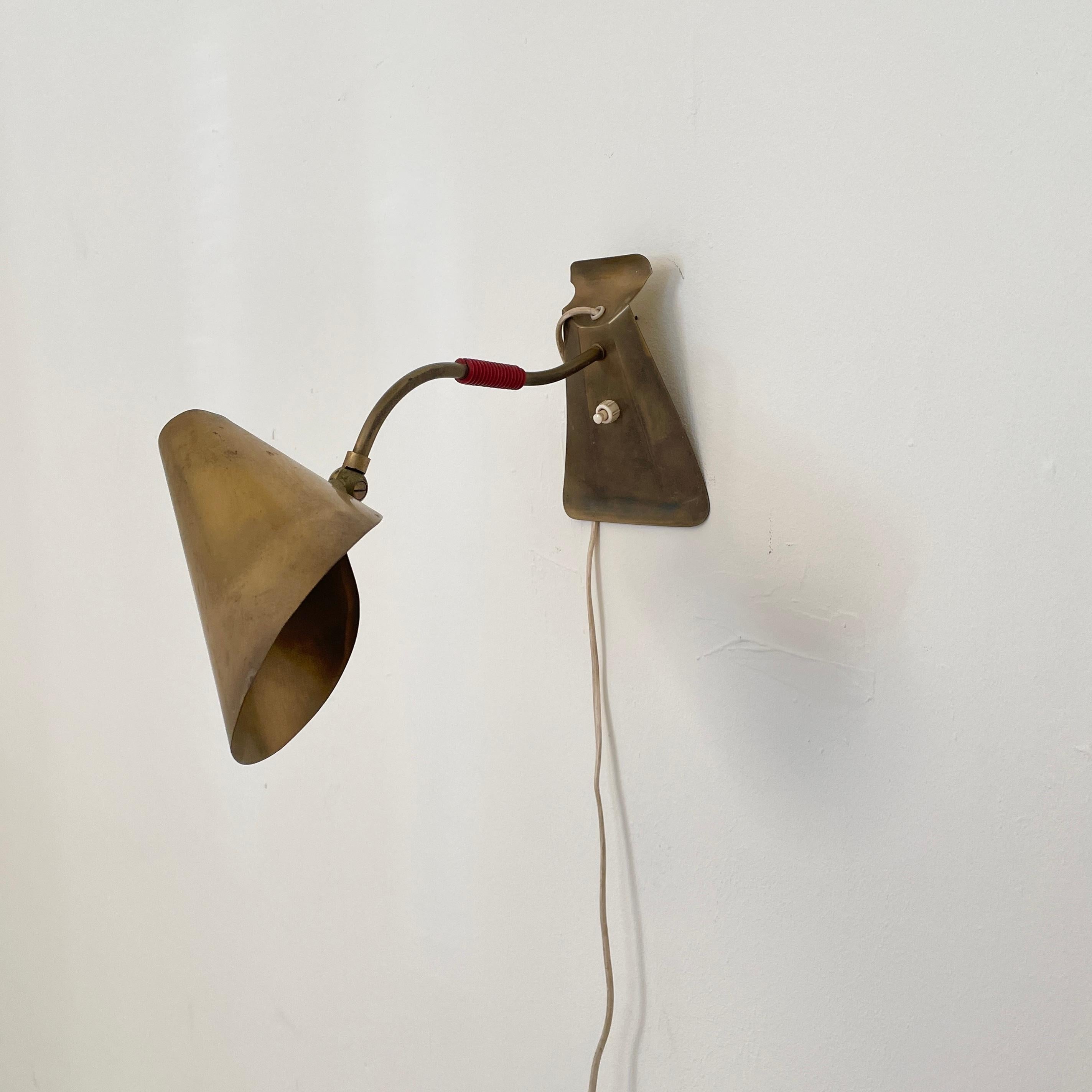 Pair of Mid Century French Brass Wall Lights in the Style Maison Lunel, 1950s 3