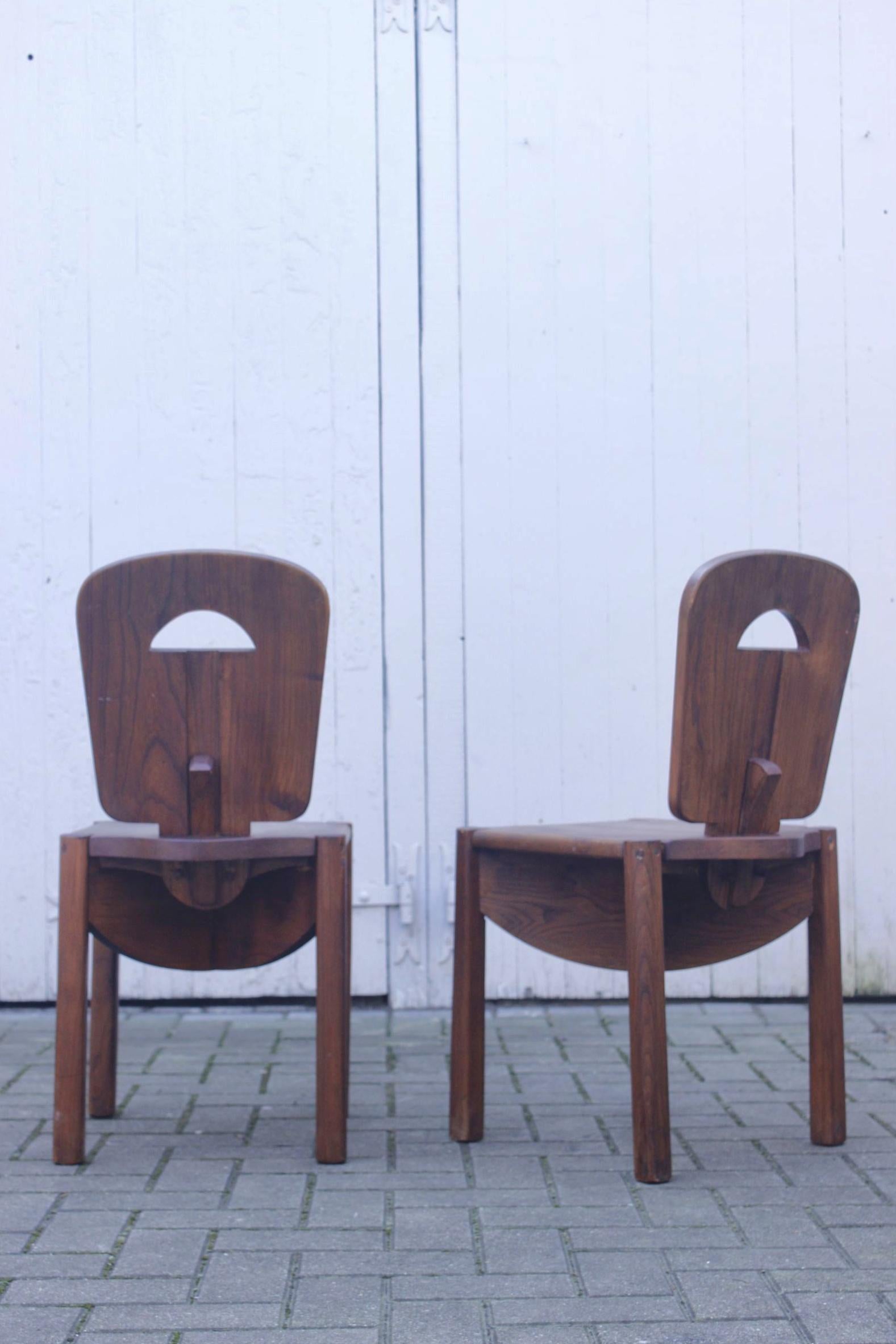 Pair of  Mid-Century French brutalist mountain chairs In Good Condition In STRASBOURG, FR