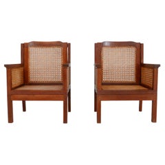 Pair of Mid-Century French Cane Armchairs