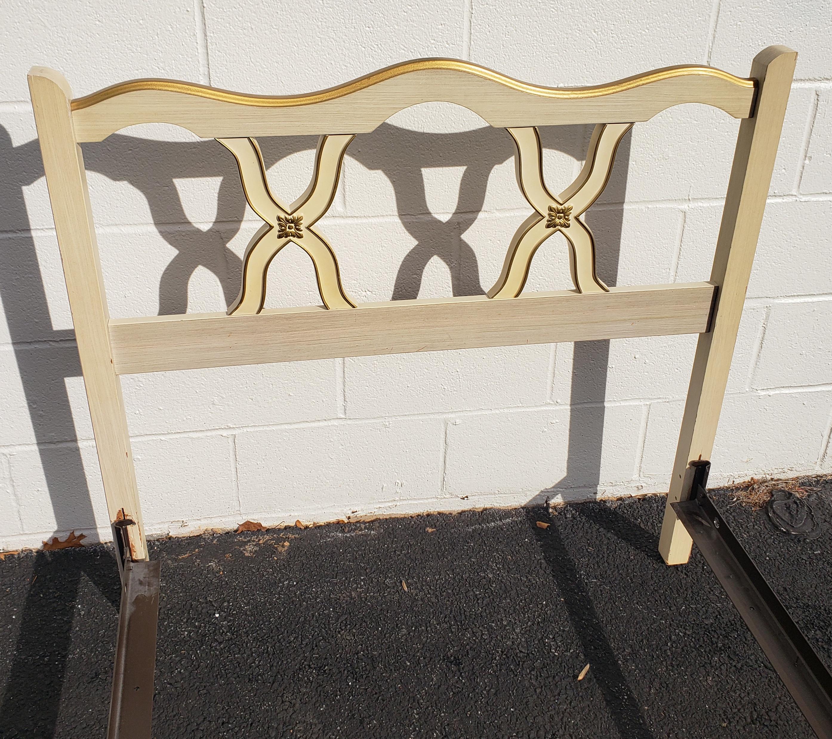Pair of Mid-Century French Country Twin Size Bedframes and Bedside Chest For Sale 6