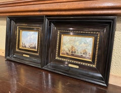 Pair of Mid-Century French Framed Nautical Paintings After W. Van de Velde