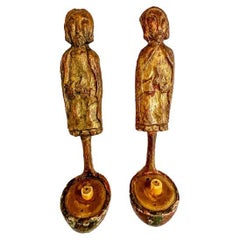 Pair of Mid-Century French Gilded Wooden Sconces 
