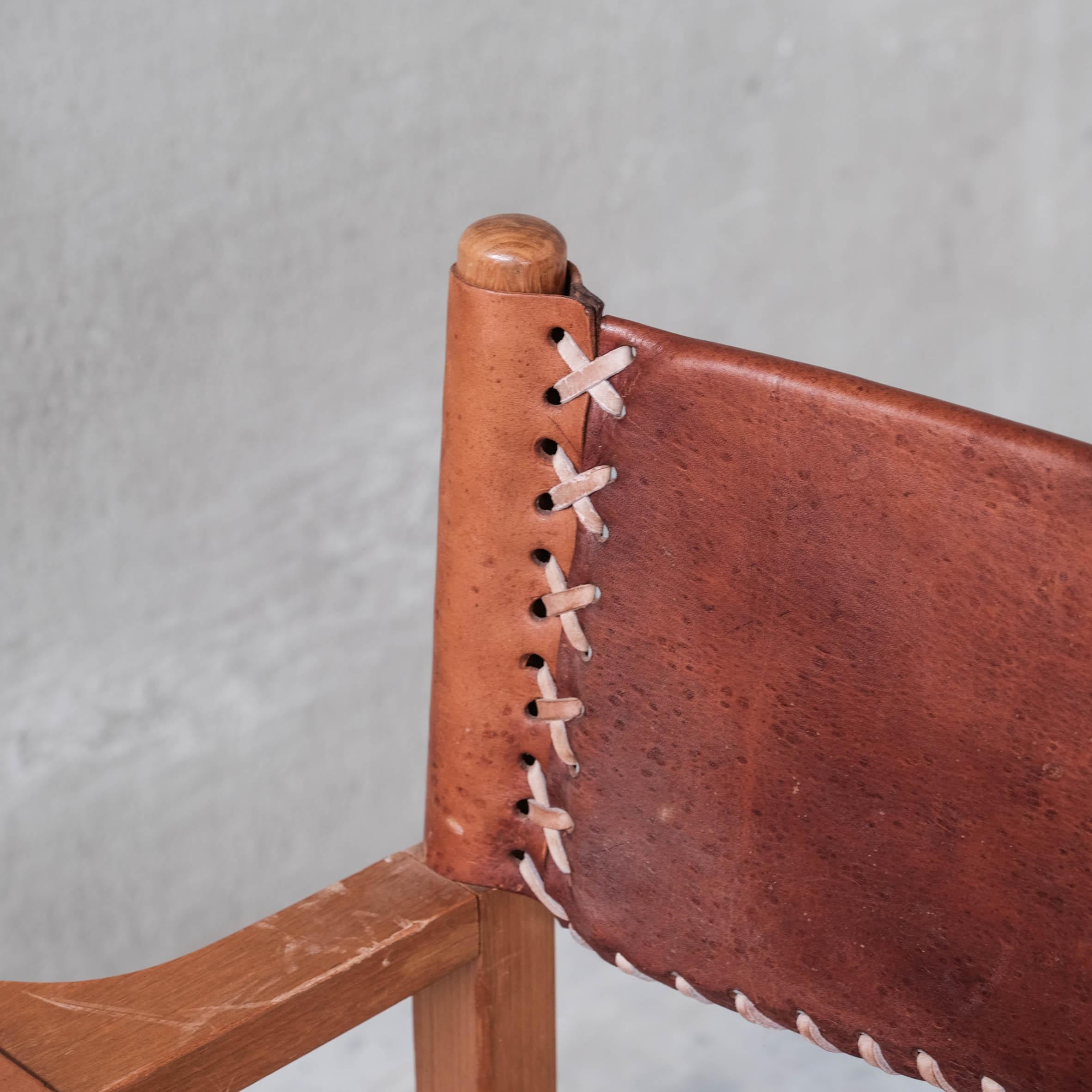 Pair of Mid-Century French Leather Armchairs For Sale 8