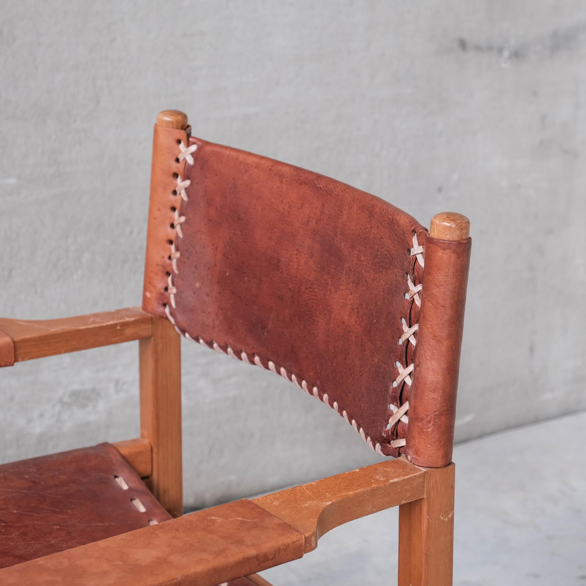 Pair of Mid-Century French Leather Armchairs For Sale 3