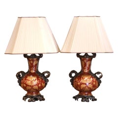 Pair of Mid-Century French Louis XV Chinese Export Porcelain Bronze Lamps