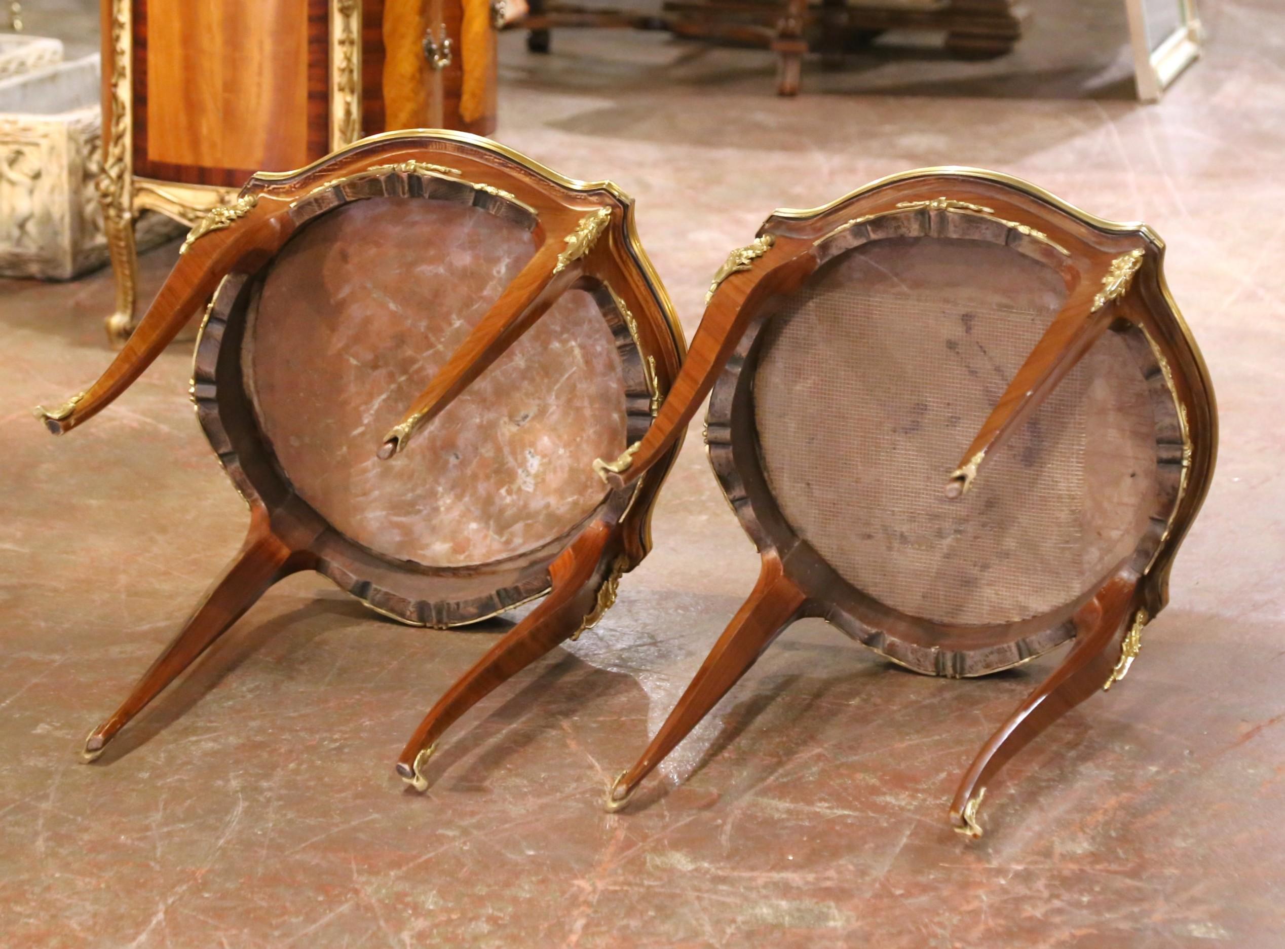 Pair of Mid-Century French Louis XV Red Marble Top Ormolu Mounted Side Tables For Sale 4