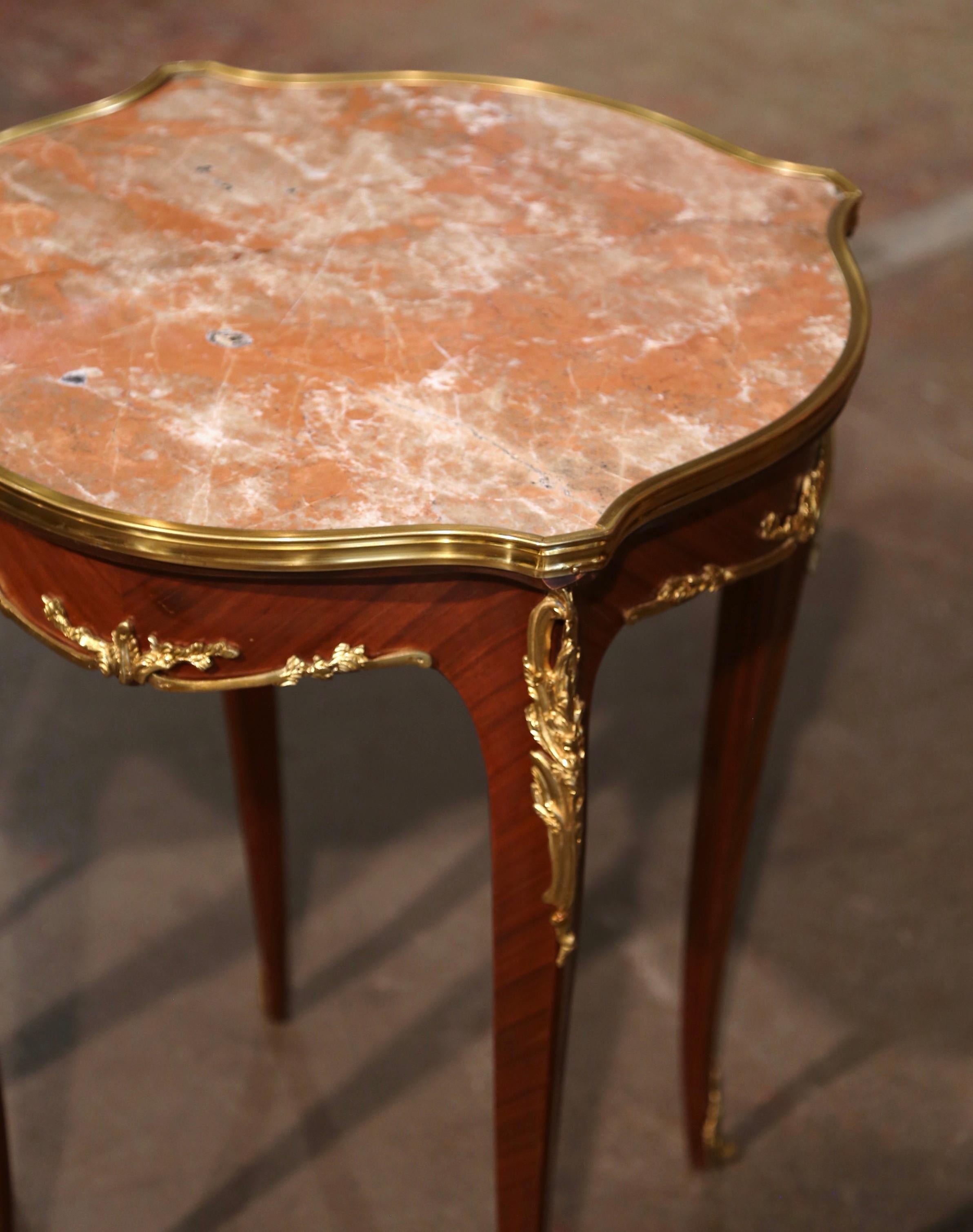 Pair of Mid-Century French Louis XV Red Marble Top Ormolu Mounted Side Tables 5