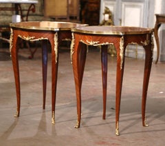 Pair of Mid-Century French Louis XV Red Marble Top Ormolu Mounted Side Tables