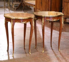 Pair of Mid-Century French Louis XV Red Marble Top Ormolu Mounted Side Tables