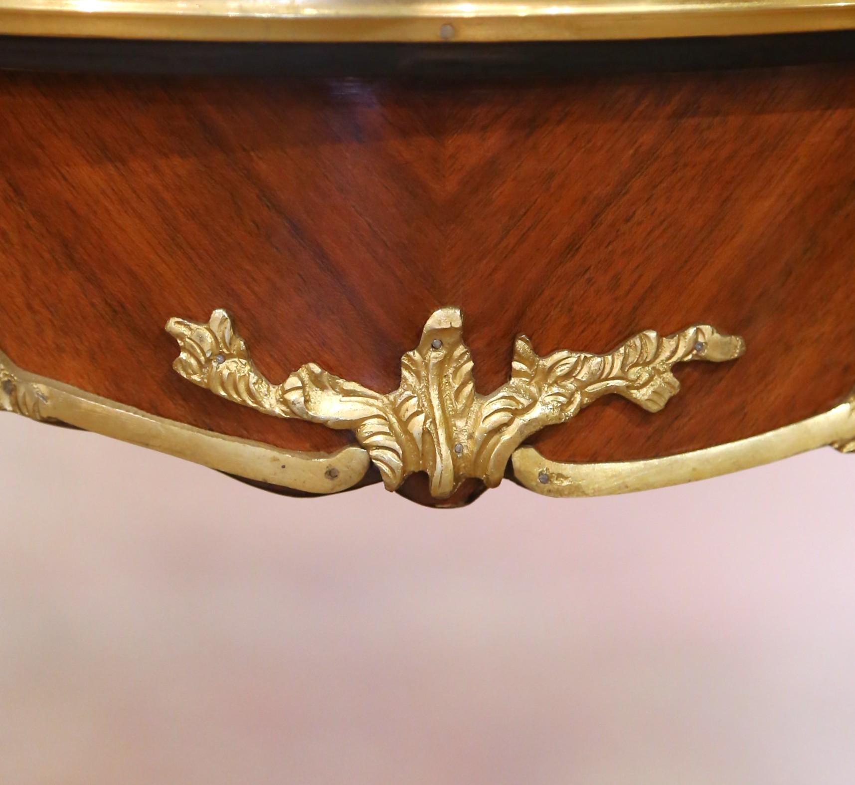 Bronze Pair of Mid-Century French Louis XV Red Marble Top Ormolu Mounted Side Tables For Sale
