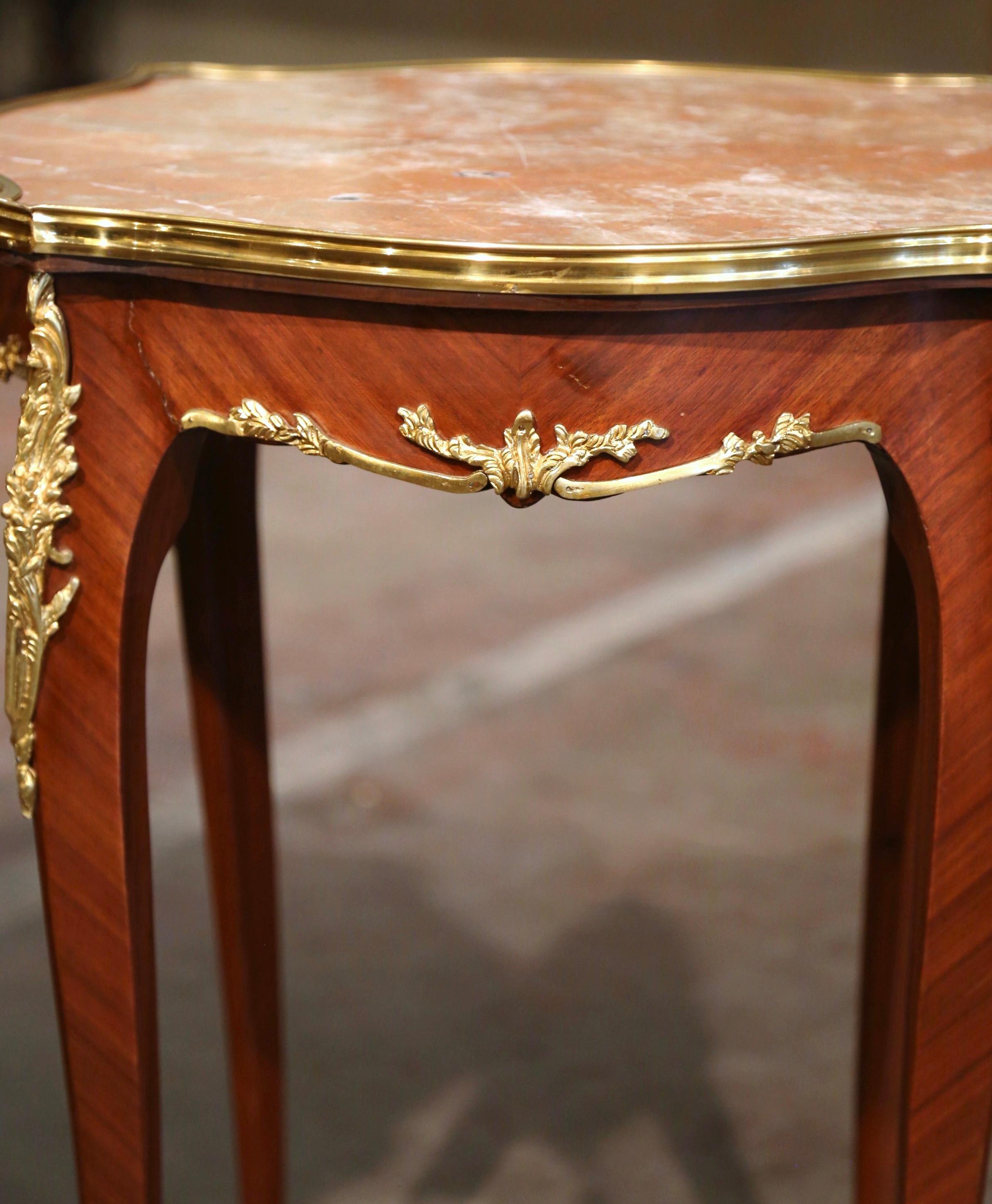 Pair of Mid-Century French Louis XV Red Marble Top Ormolu Mounted Side Tables 2