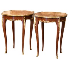 Pair of Mid-Century French Louis XV Red Marble Top Ormolu Mounted Side Tables