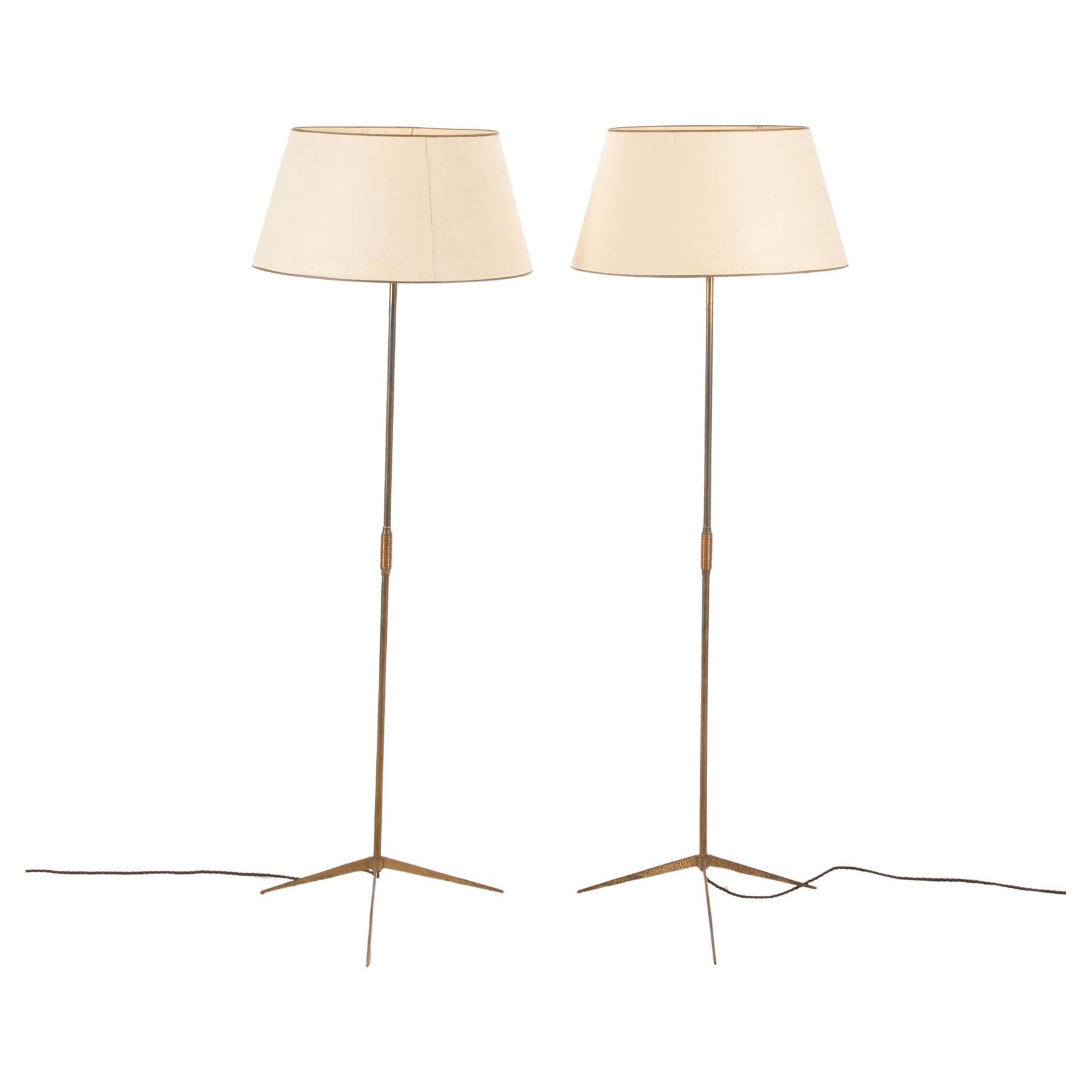 Pair of Mid-Century French Maison Arlus Floor Lamps