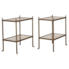 Pair of Mid-Century French Maison Jansen Brass Solid Brass Side Tables