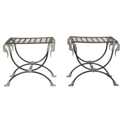 Pair of Mid-Century French Maison Jansen Style Curule Stools