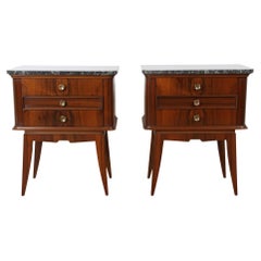 Pair of Mid Century French Marble Top Cabinets