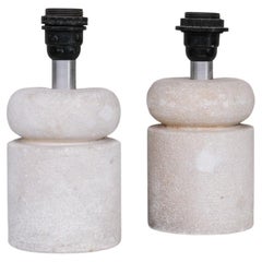 Used Pair of Midcentury French Petite Concrete Table Lamps