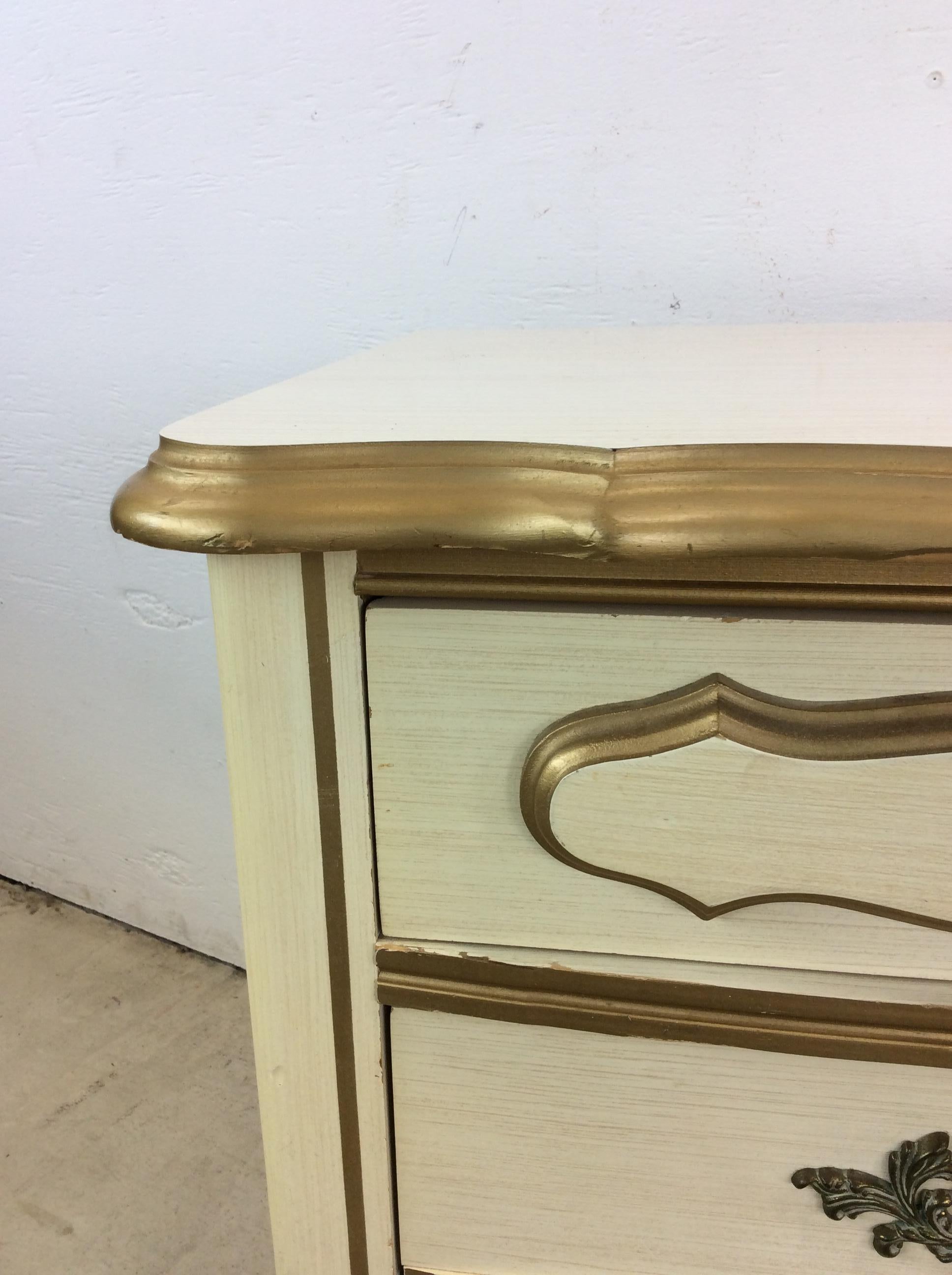 Lacquer Pair of Mid Century French Provincial Nightstands with 2 Drawers For Sale