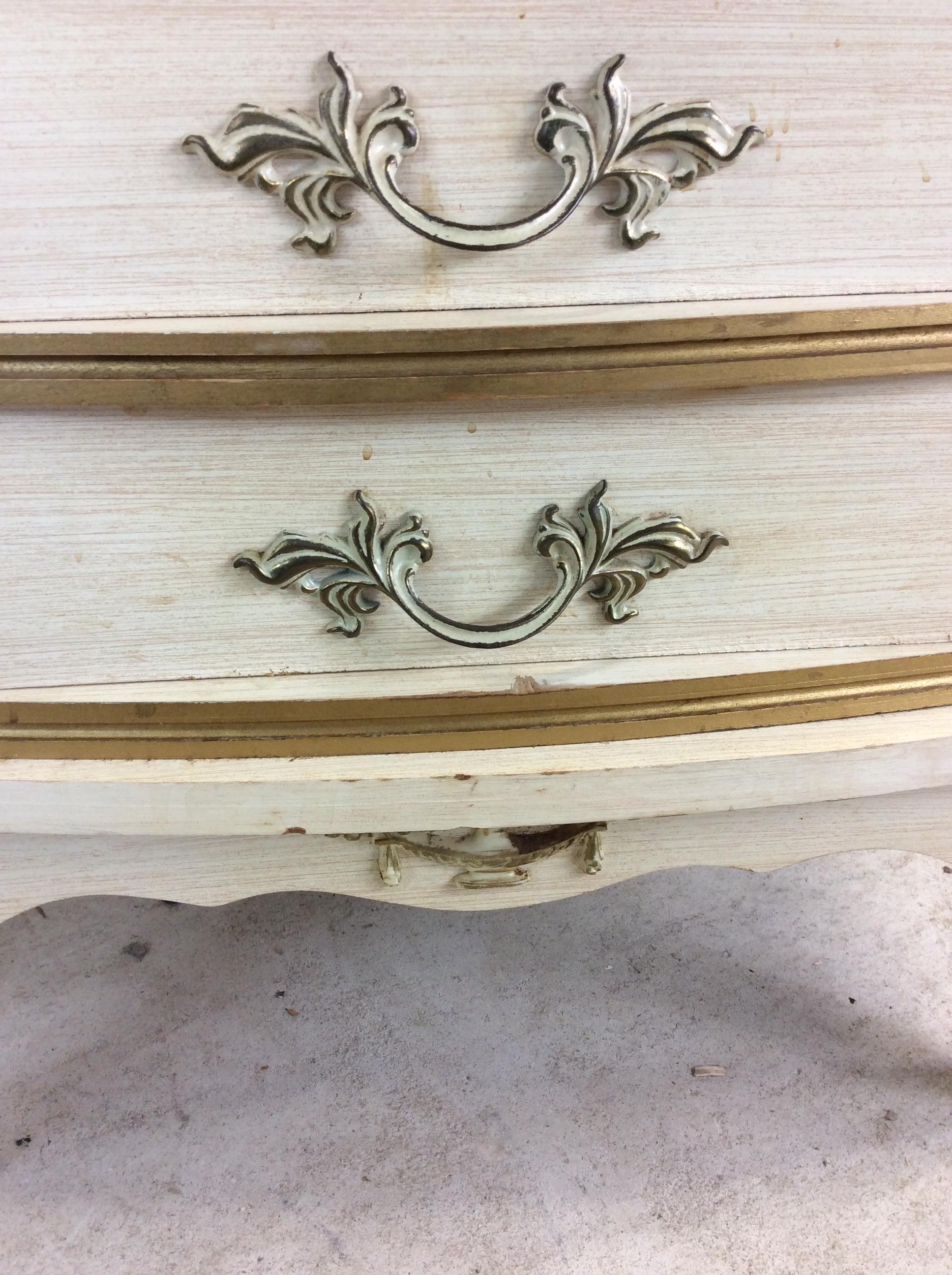 Pair of Mid Century French Provincial Nightstands with 2 Drawers For Sale 1
