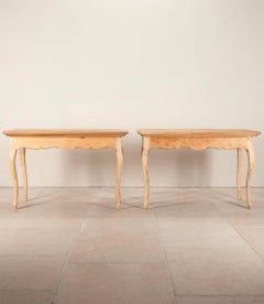 Pair of Mid-Century French Solid Cherrywood Parquetry Top Tables