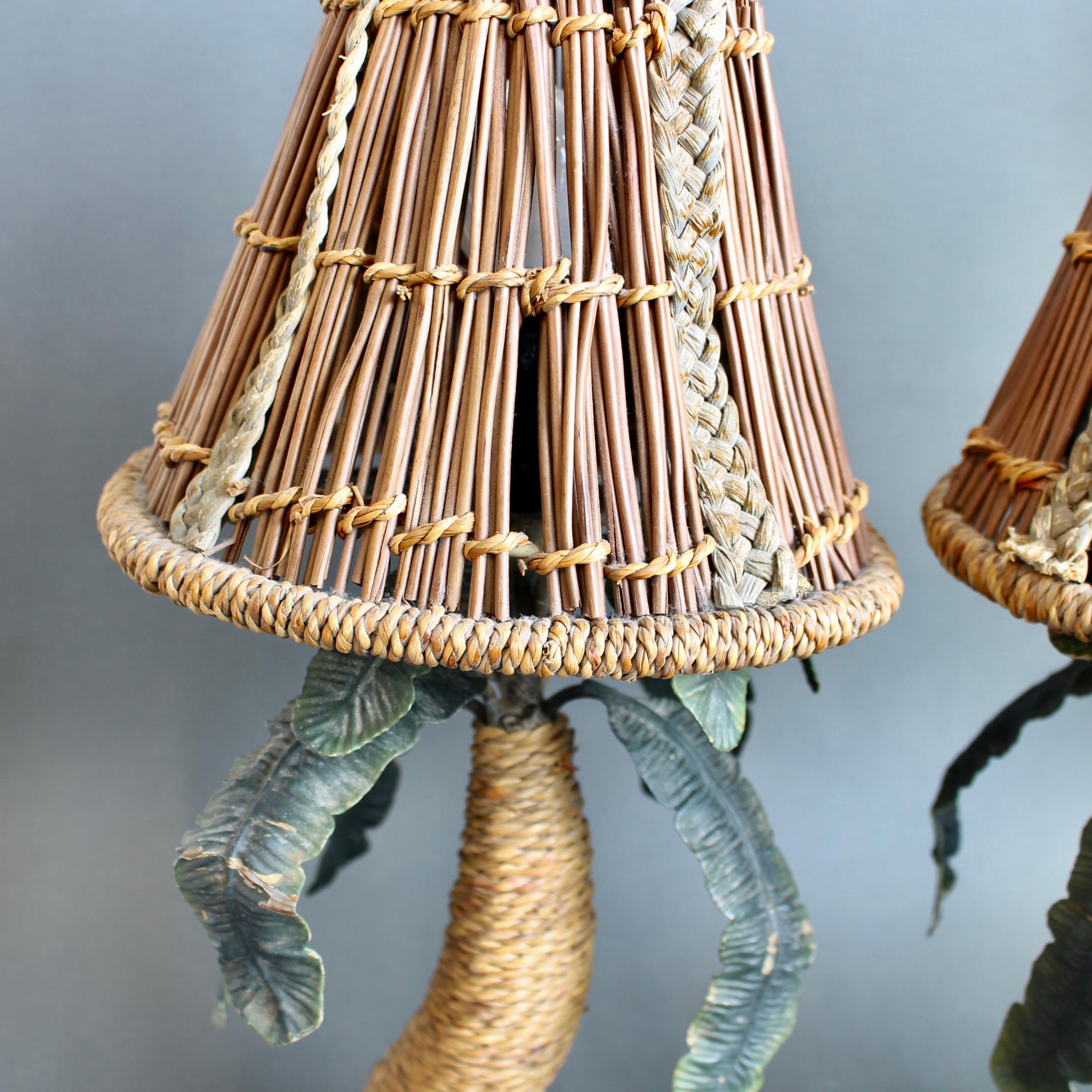 Pair of Mid-Century French Tôle Palm Tree Table Lamps (circa 1960s) For Sale 7
