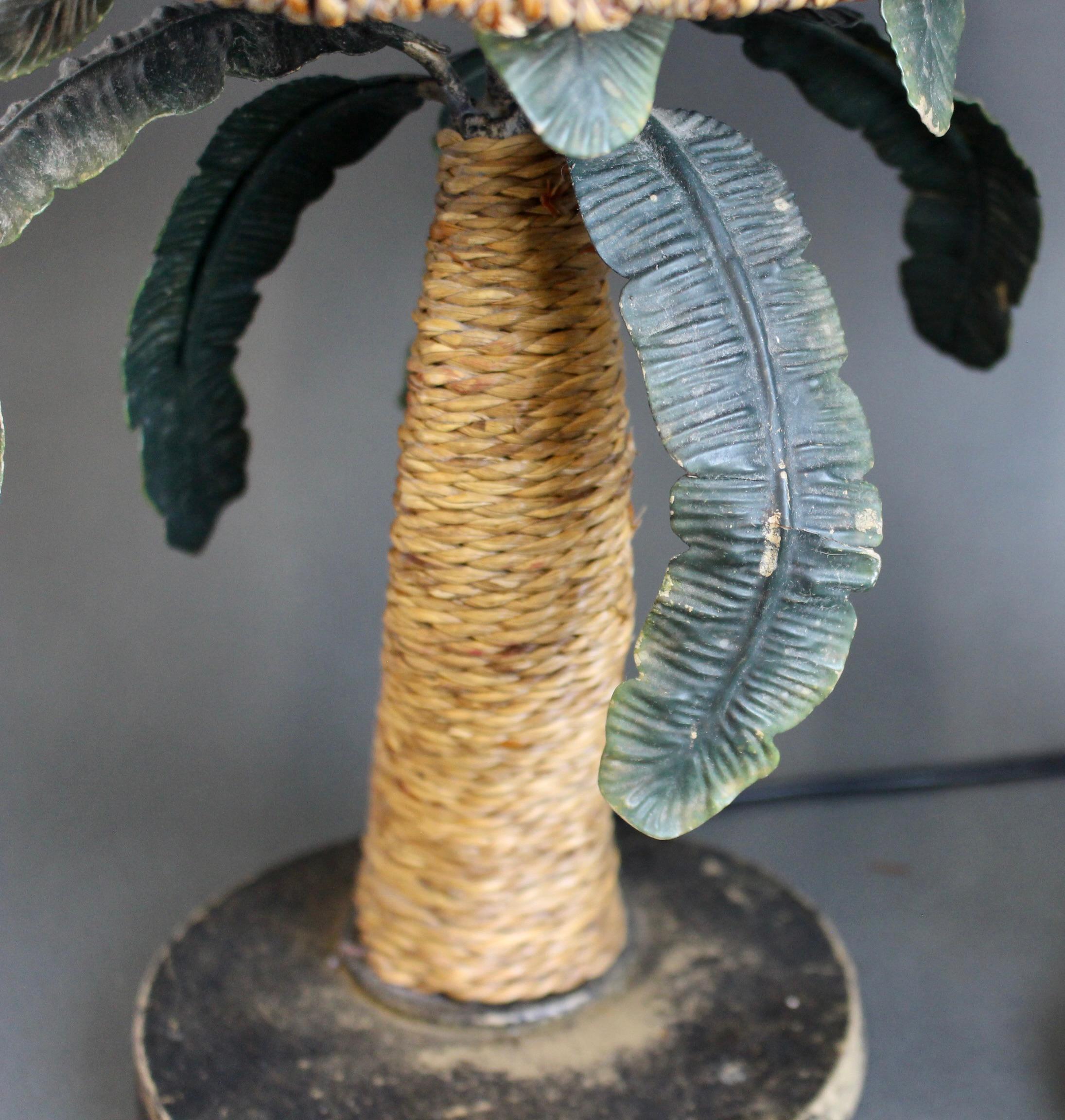 Pair of Mid-Century French Tôle Palm Tree Table Lamps (circa 1960s) For Sale 11
