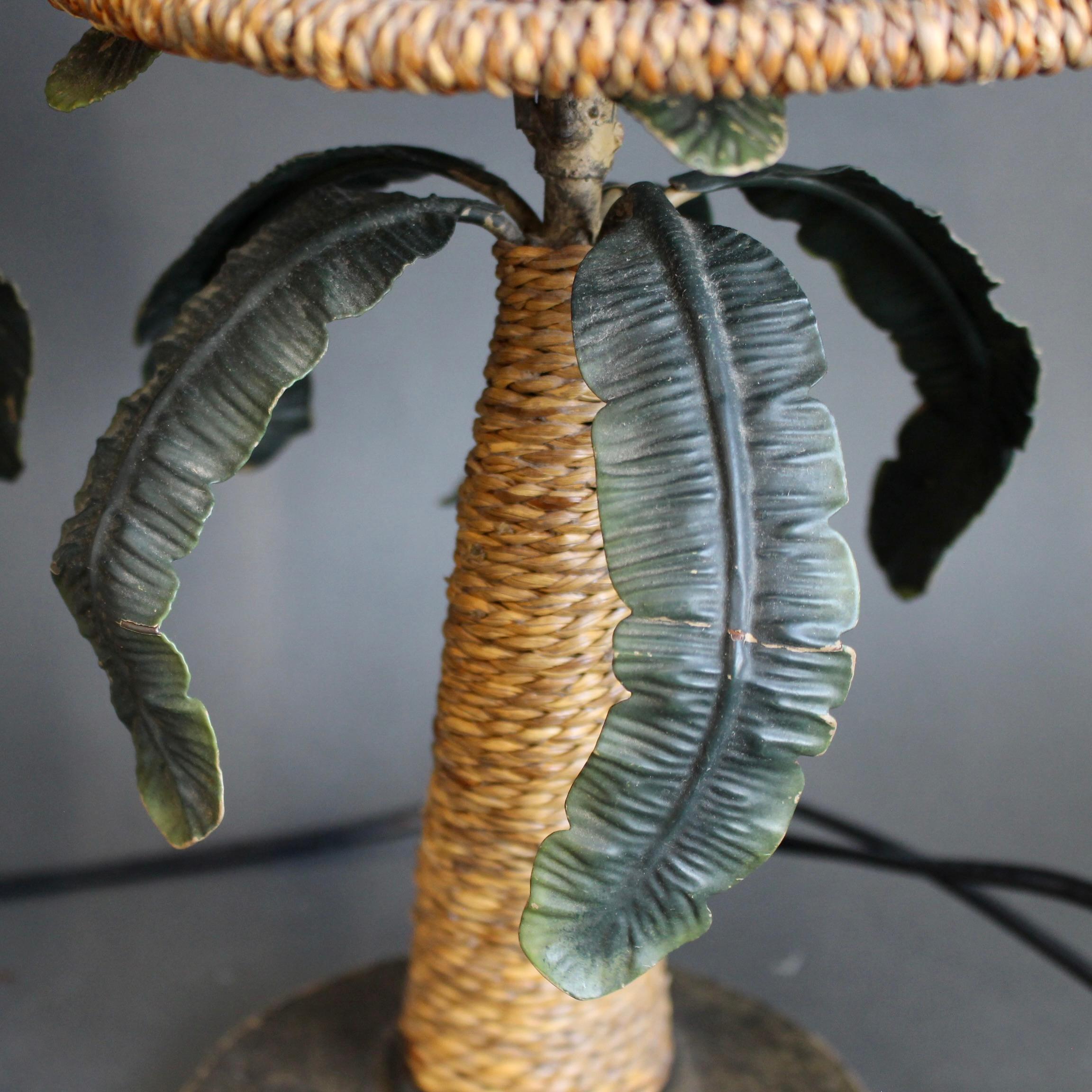 Pair of Mid-Century French Tôle Palm Tree Table Lamps (circa 1960s) For Sale 12