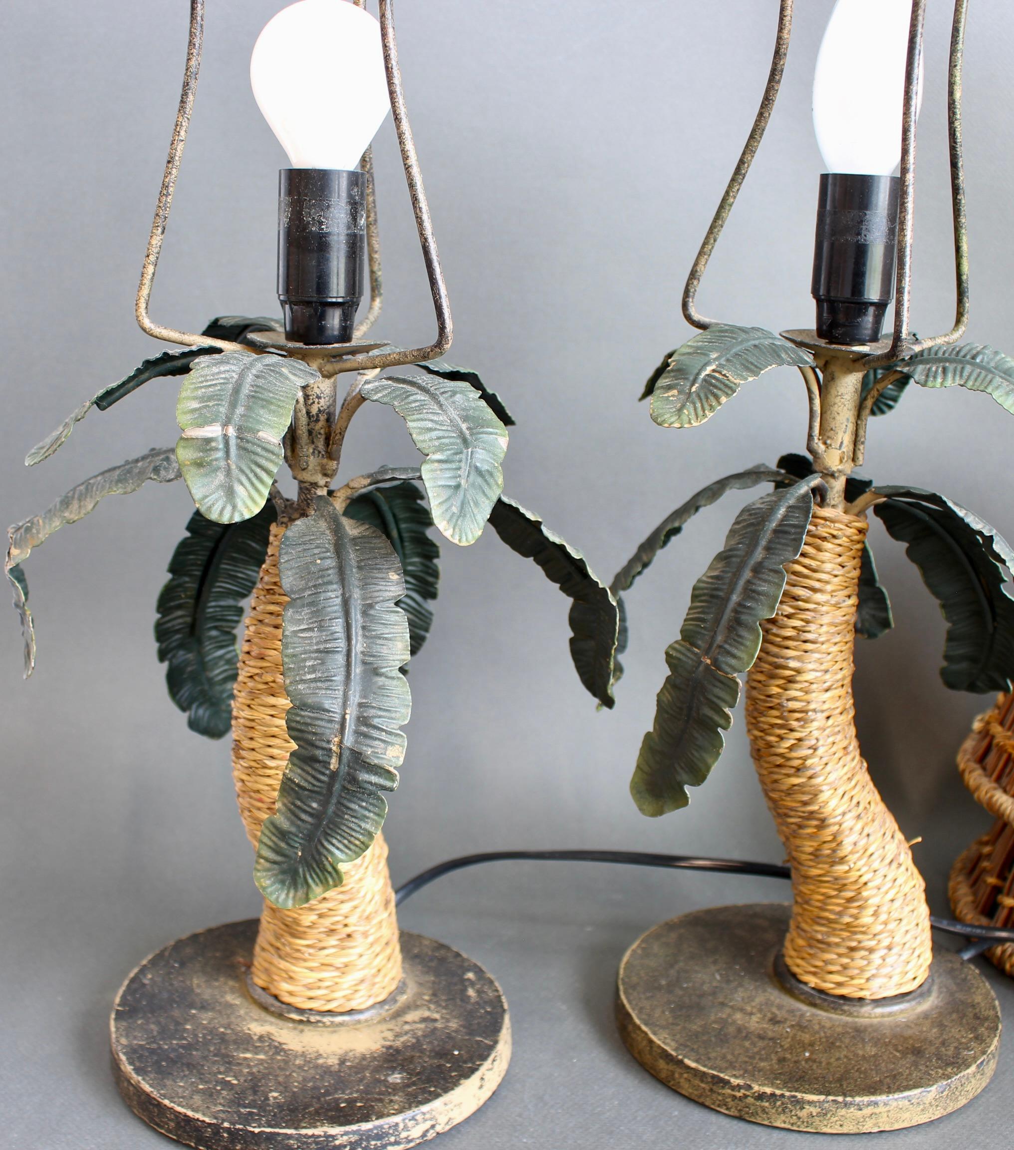 Pair of Mid-Century French Tôle Palm Tree Table Lamps (circa 1960s) For Sale 3