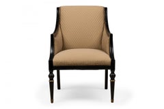 Paire de fauteuils Bergère du milieu du siècle, tapissés et encadrés de bois noir