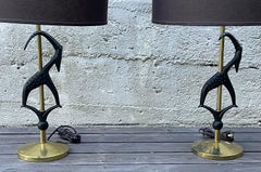 Pair of Mid Century Modern Sculptural Gazelle Table Lamps by Rembrandt