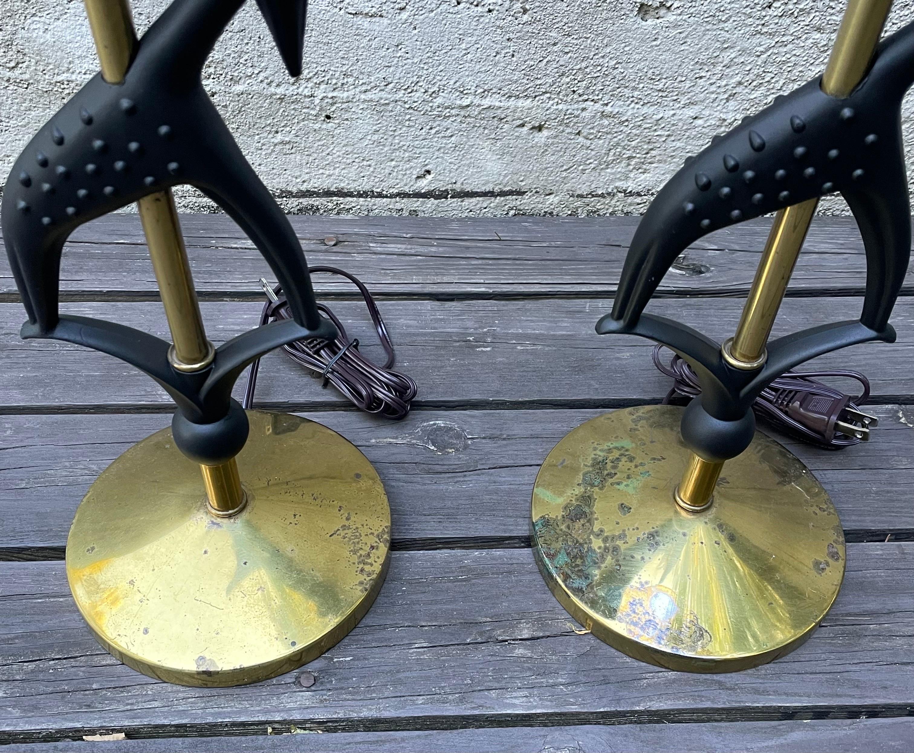 American Pair of Mid-Century Gazelle Sculptural Table Lamps by Rembrandt Lamp Company For Sale