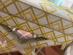 Pair of Midcentury Geometric Design X-Leg Stools