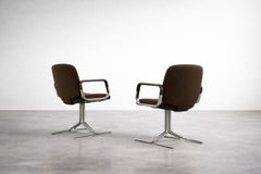 Pair of Mid-Century German Modern Fabric and Aluminum Chairs from Mauser