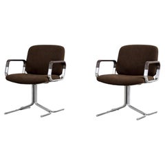 Pair of Mid-Century German Modern Fabric and Aluminum Chairs from Mauser