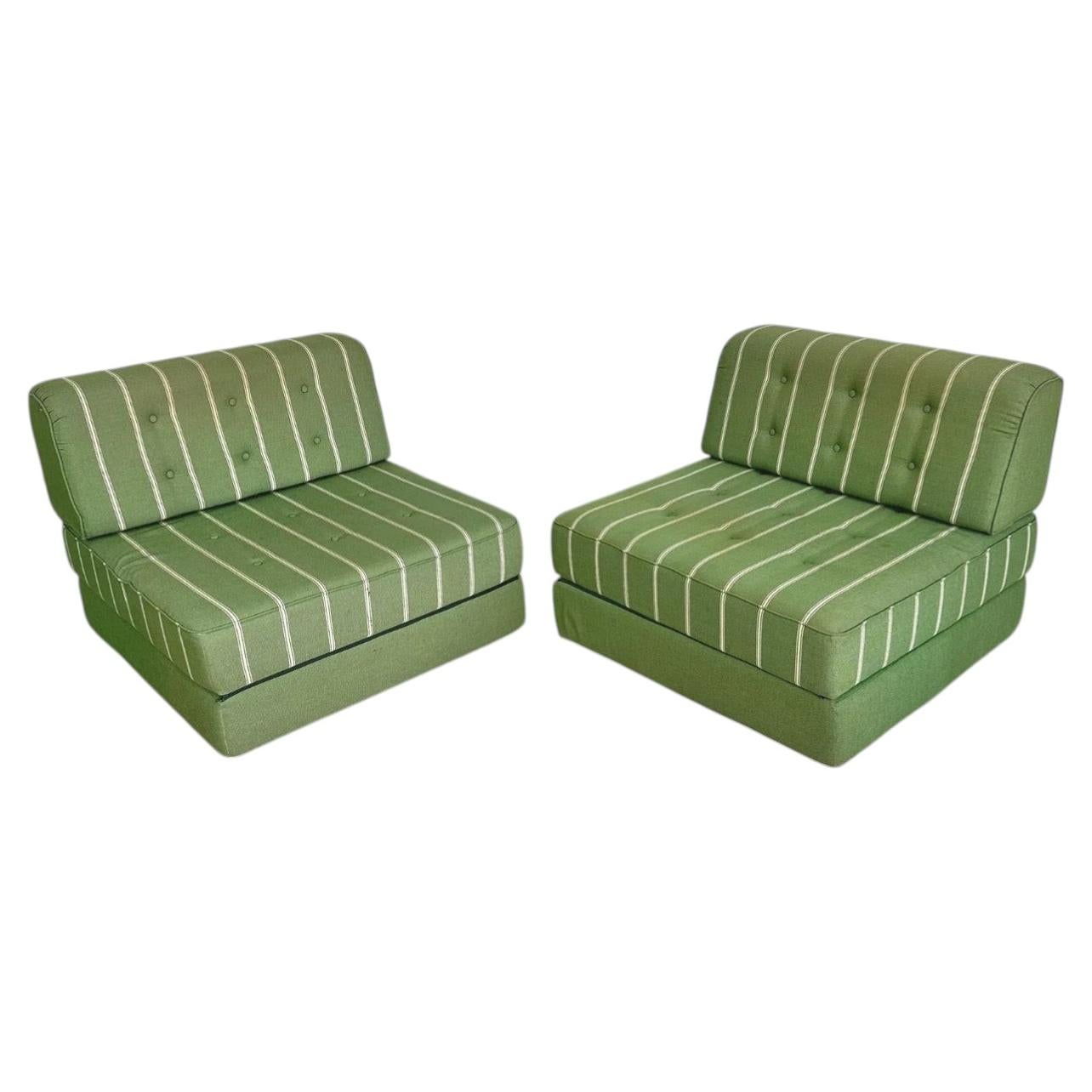 Juego de sillones modulares alemanes de mediados de siglo, con sofá cama y diván