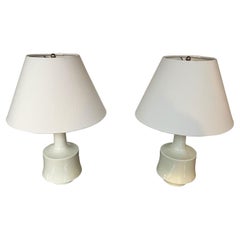 Pair of Midcentury German White Porcelain Bedside Lamps