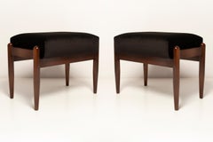 Pair of Mid Century GFM Stools in Black Velvet, E. Homa, Europe, 1960s