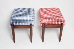 Coppia di sgabelli GFM di metà secolo in tweed jacquard Dedar, E. Homa, Europa, anni '60