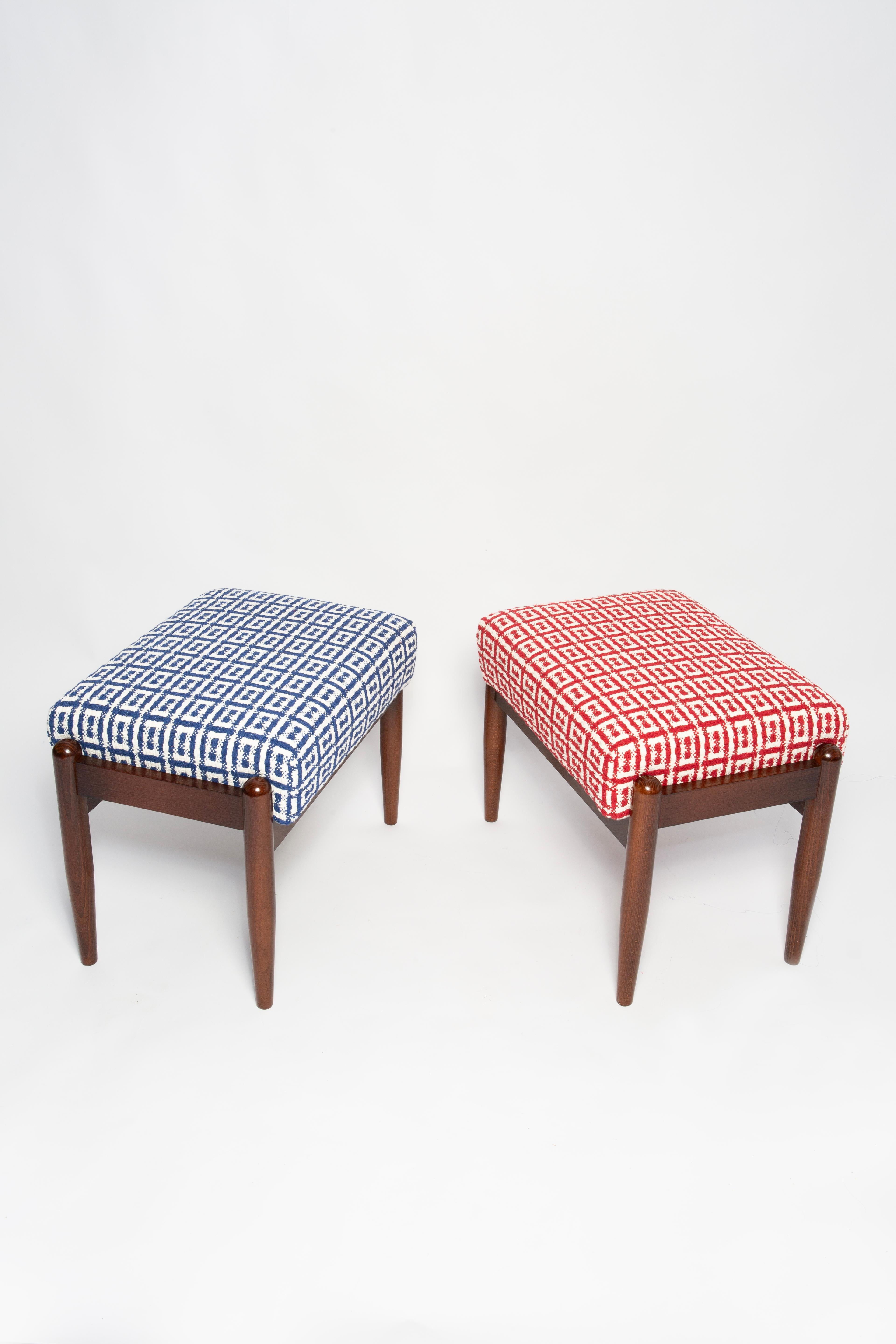 Coppia di sgabelli GFM di metà secolo in tweed jacquard Dedar, E. Homa, Europa, anni '60 In condizioni ottime in vendita a 05-080 Hornowek, PL