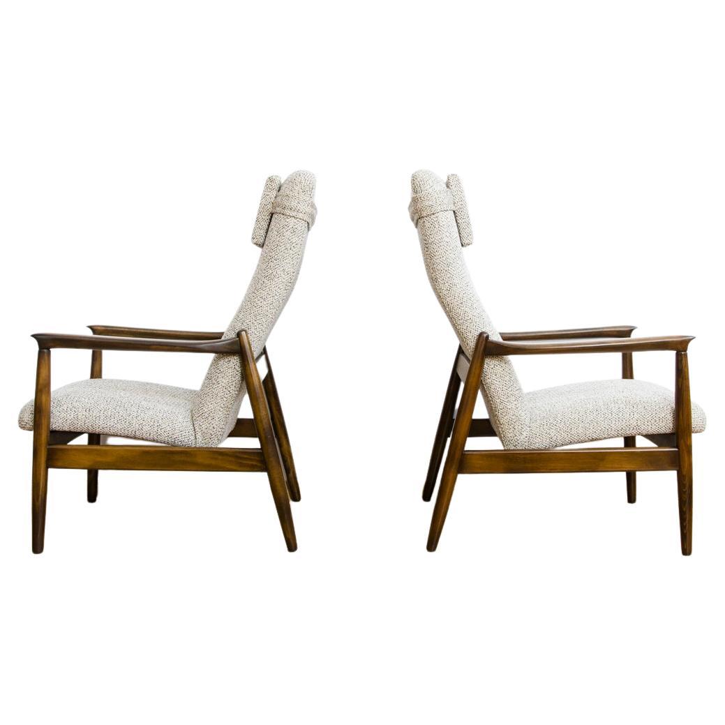 Pair Of Mid Century GFM64 High Back Armchairs By Edmund Homa, Europe, 1960's For Sale