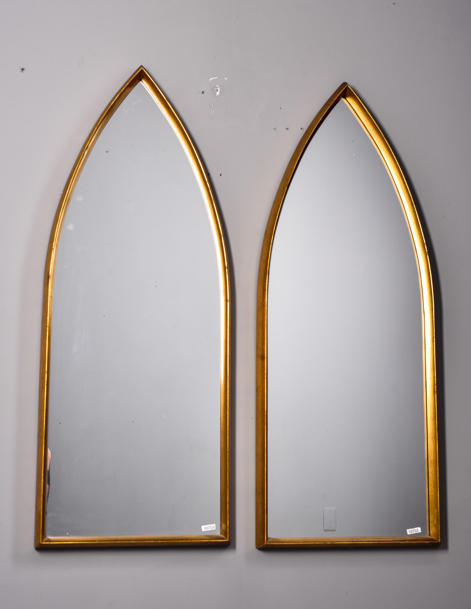 American Pair of Mid Century Gilded Cathedral Mirrors