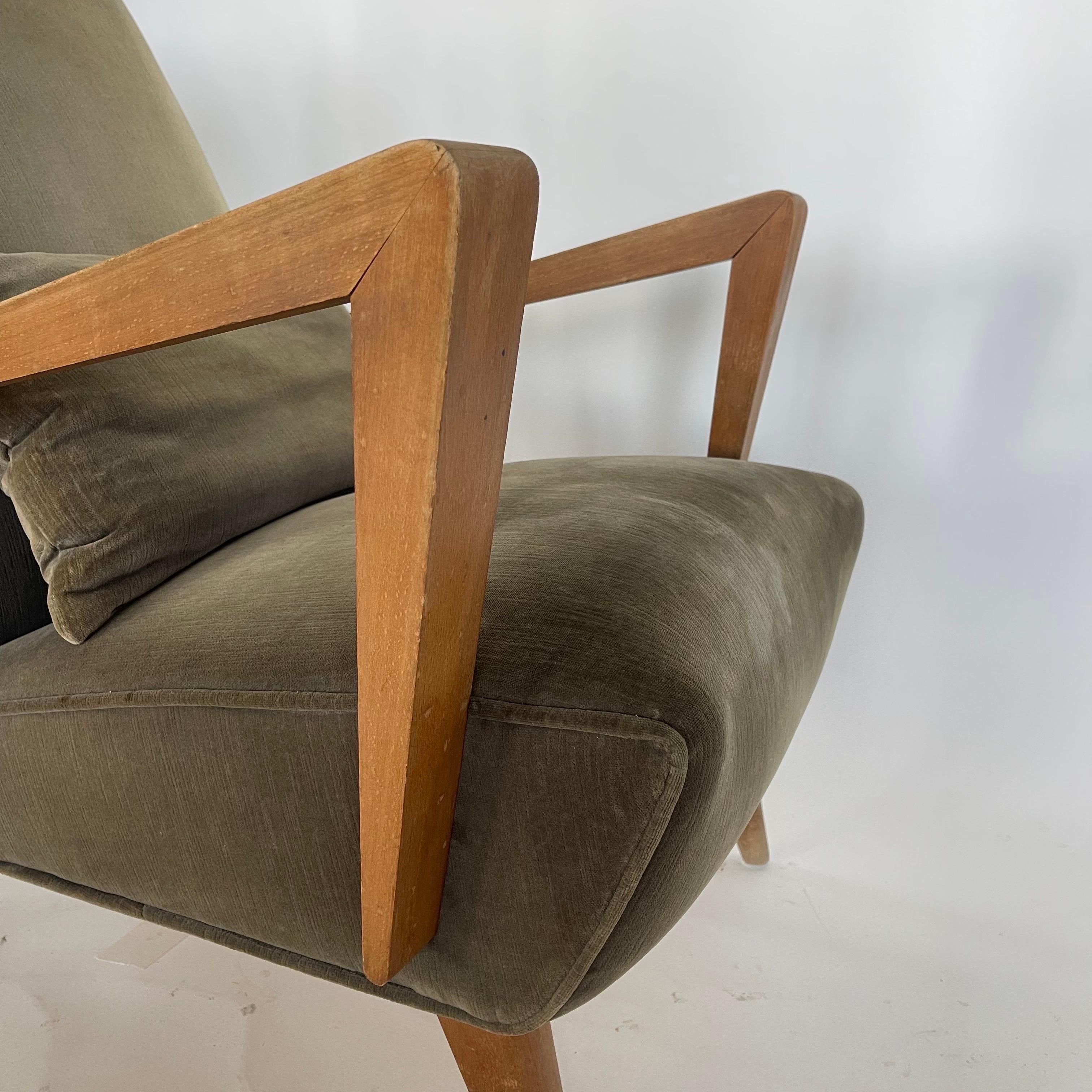 Pareja de sillones italianos de terciopelo estilo Gio Ponti de mediados de siglo, Italia, años 60 7