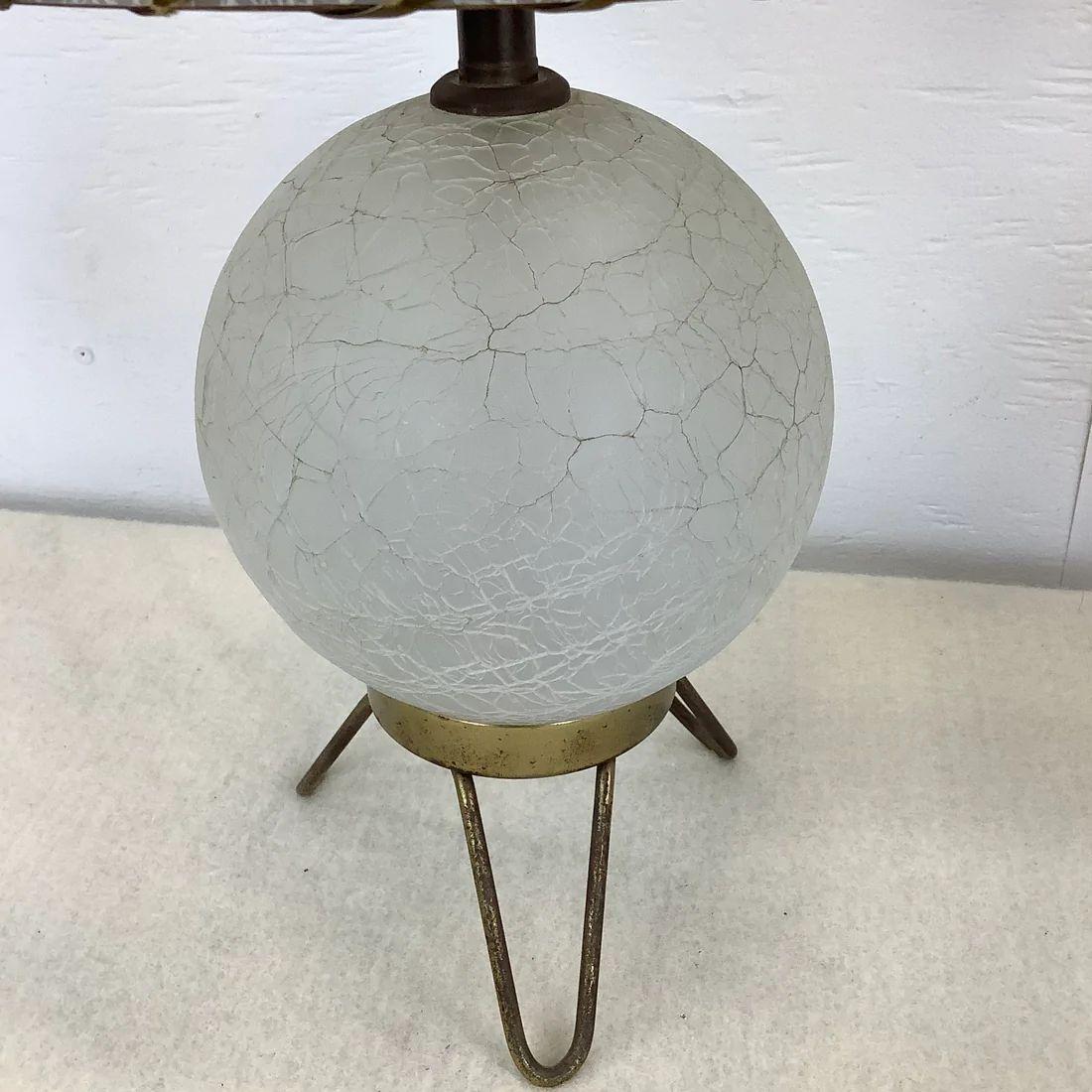 Mid-Century Modern Pair of Midcentury Glass and Brass Globe Table Lamps
