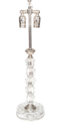 Pair Of Mid Century Glass And Chrome Table Lamps