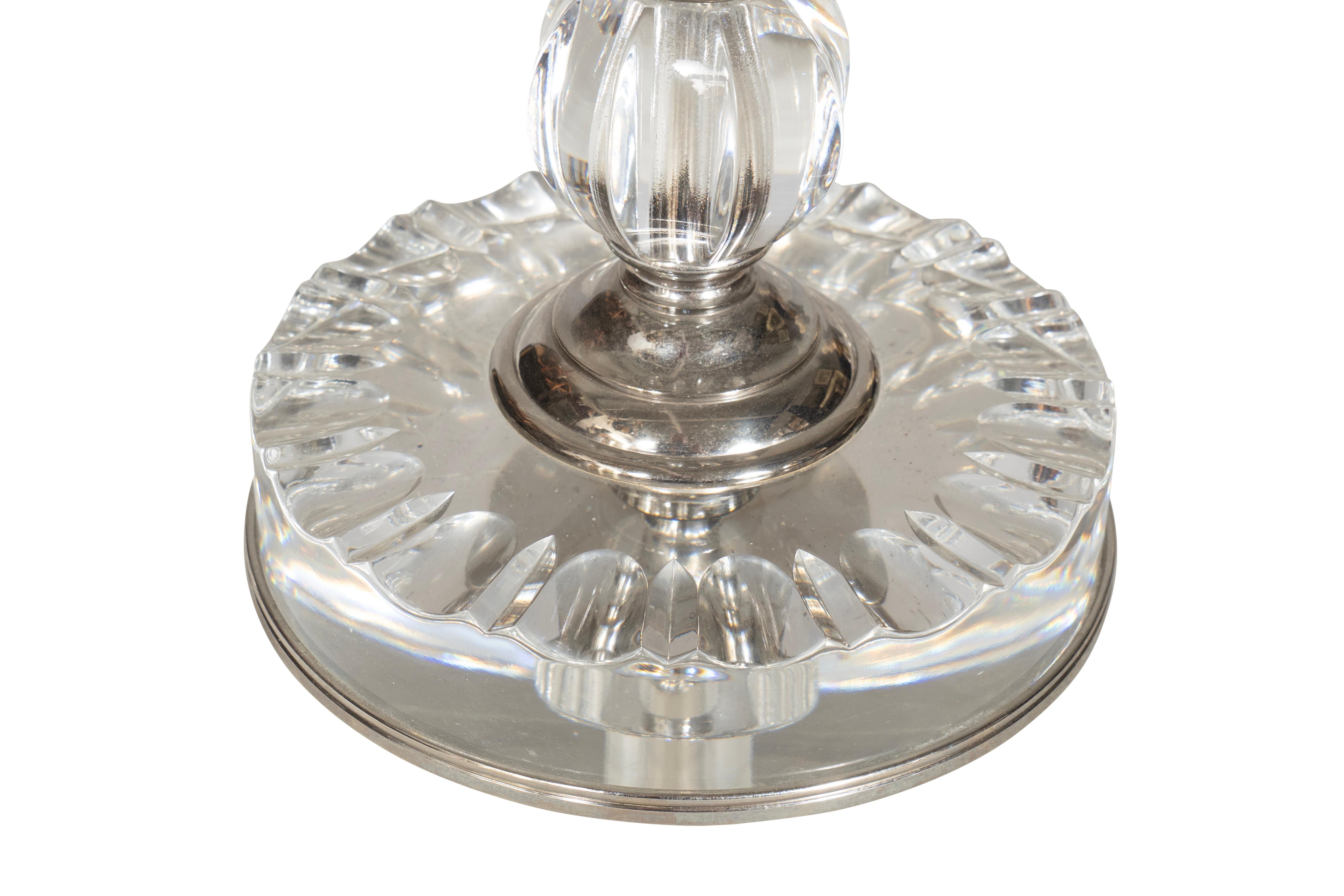 Pareja De Lámparas De Mesa De Cristal Y Cromo De Mitad De Siglo en Bueno estado para la venta en Essex, MA